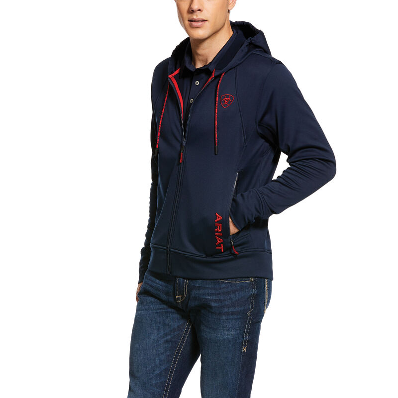 Ariat English: Keats Full Zip Sudadera Con Capucha Hombre - Azul Marino (RXNQY4530)